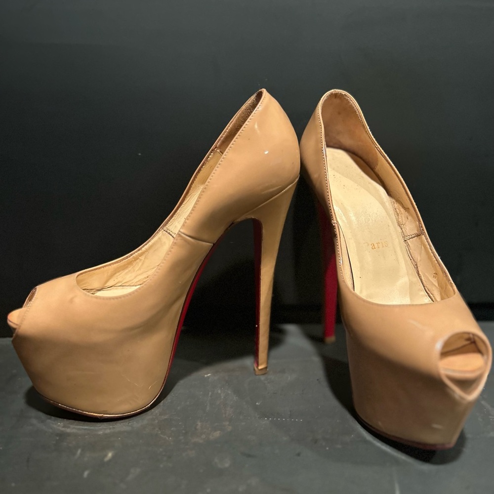 Louboutin Nude Peep Toe Heels